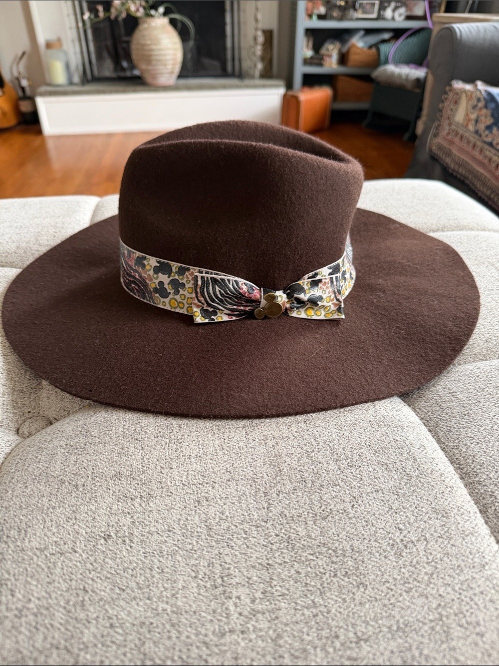 Disney Parks Authentic Wool Safari Fedora Hat Mickey Animal Print OS